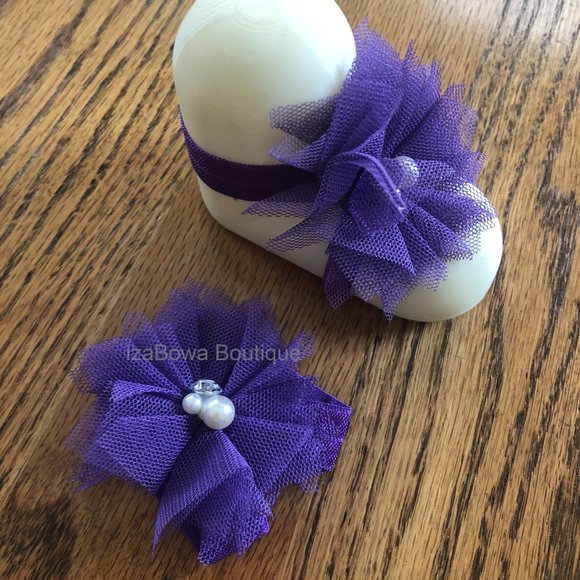 Hand Crafted Other - Purple Tulle Barefoot Sandals   BS212  Handmade NWT Boutique